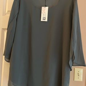 Acevog grey chiffon top blouse. Brand new with tag